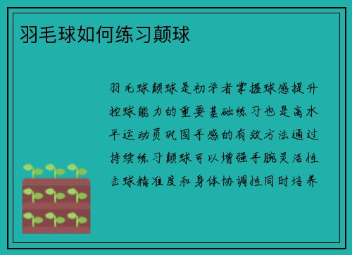 羽毛球如何练习颠球